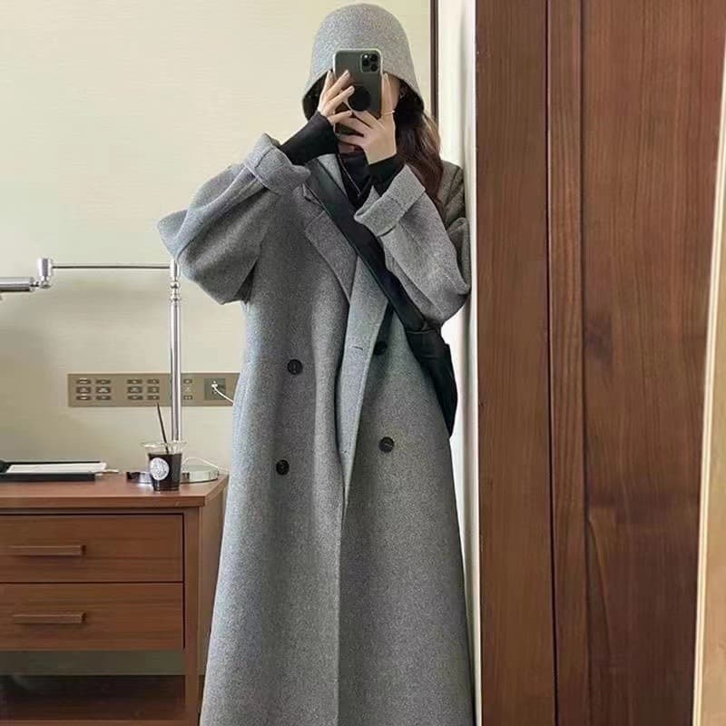 2025 Off-Season Special Promotion Hot-Selling Korean-Style Women's Double-Faced Wool Mid-Length Slim-Fit Double-Faced Wool Coat