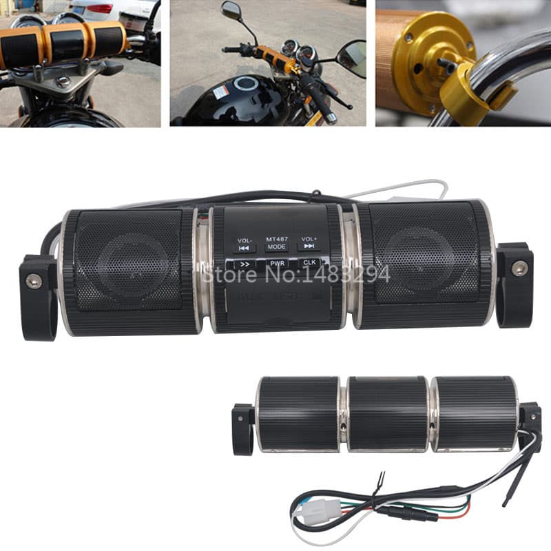 Motorcycle Bluetooth Speaker with Radio, Waterproof All-in-One Subwoofer, Modified Electric Motorcycle MP3