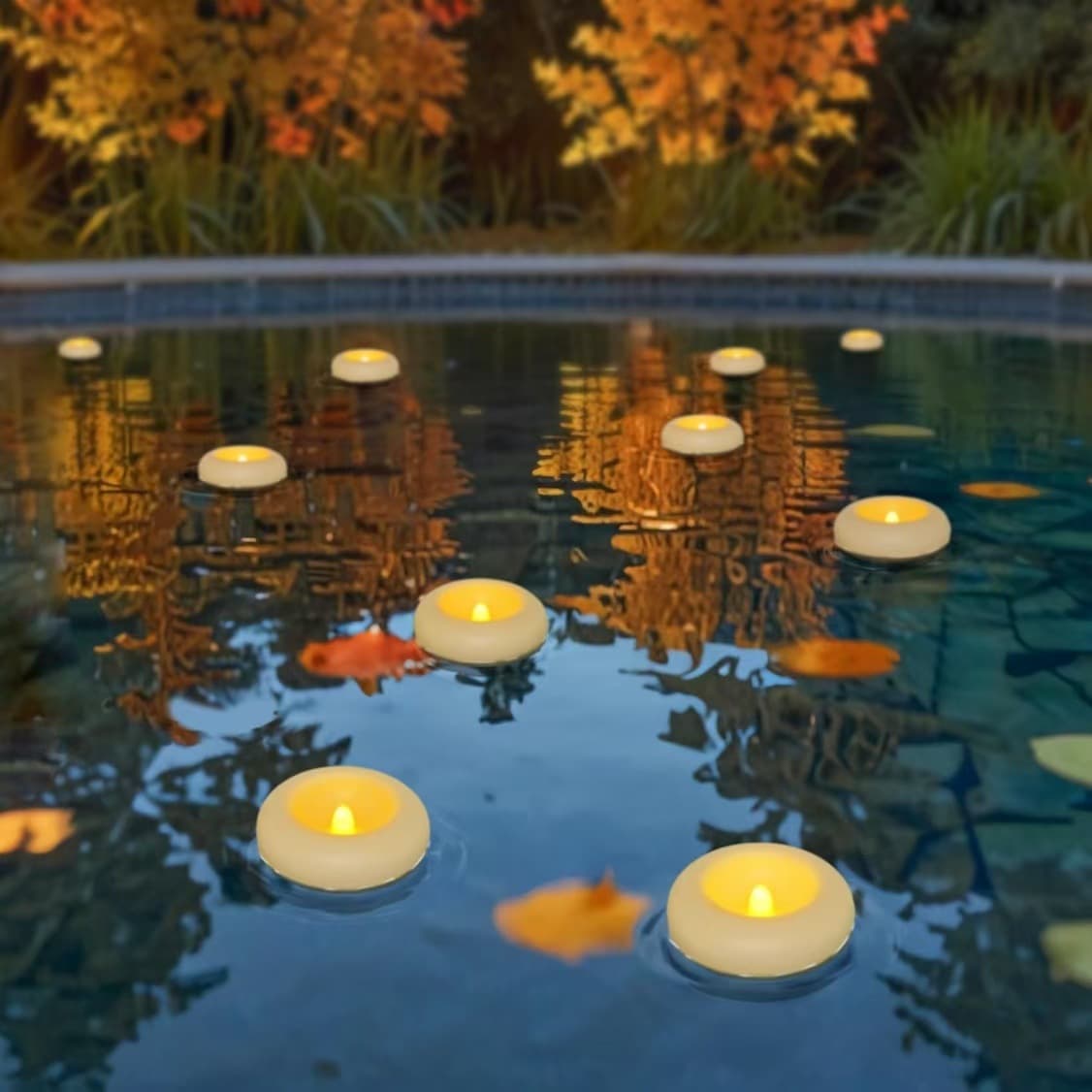 Amazon Water Floating Candle Waterproof Flameless LED Electronic Candle Light Water Control Swimming Pool Wishing Lamp Water Floating Candle