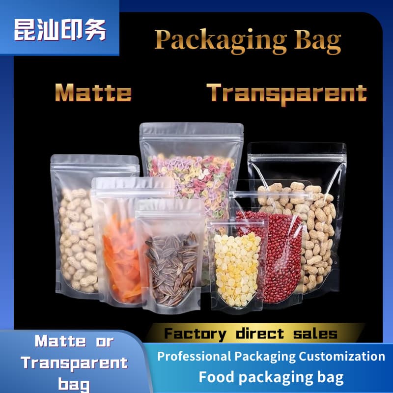 Transparent/Frosted Zipper Stand-Up Food-Grade Packaging Bag