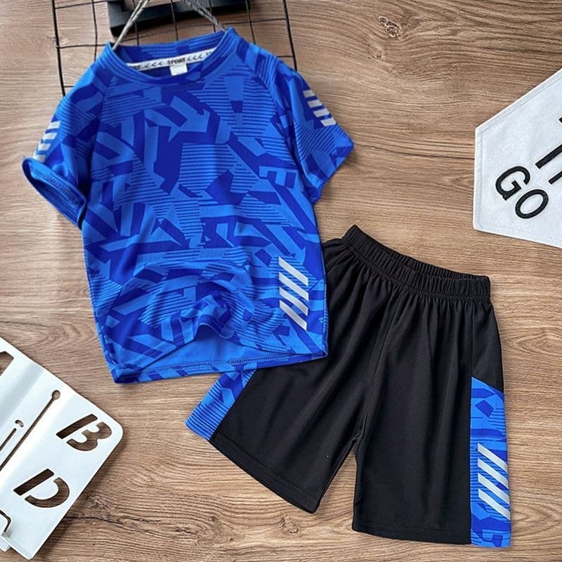 2026 new boys summer suit short-sleeved thin children's quick-drying sports set boys' middle and large children's basketball breathable