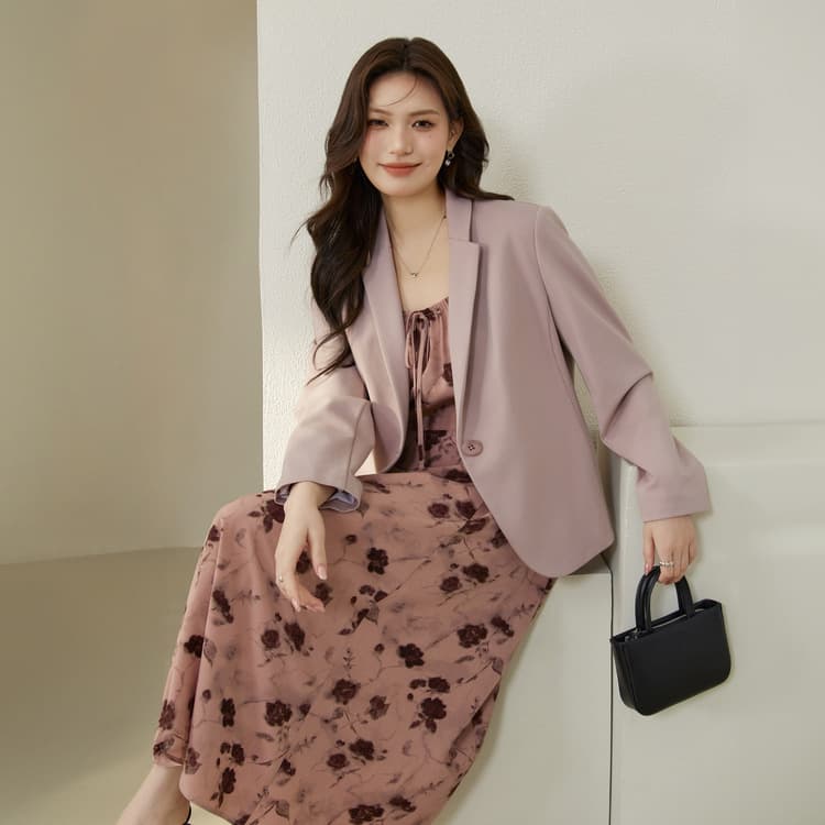 Xianli Show Plus Size Women's Clothing Minimalist Style Elegant and Versatile Slimming Blazer for Curvy Women, 2025 Autumn New Arrival