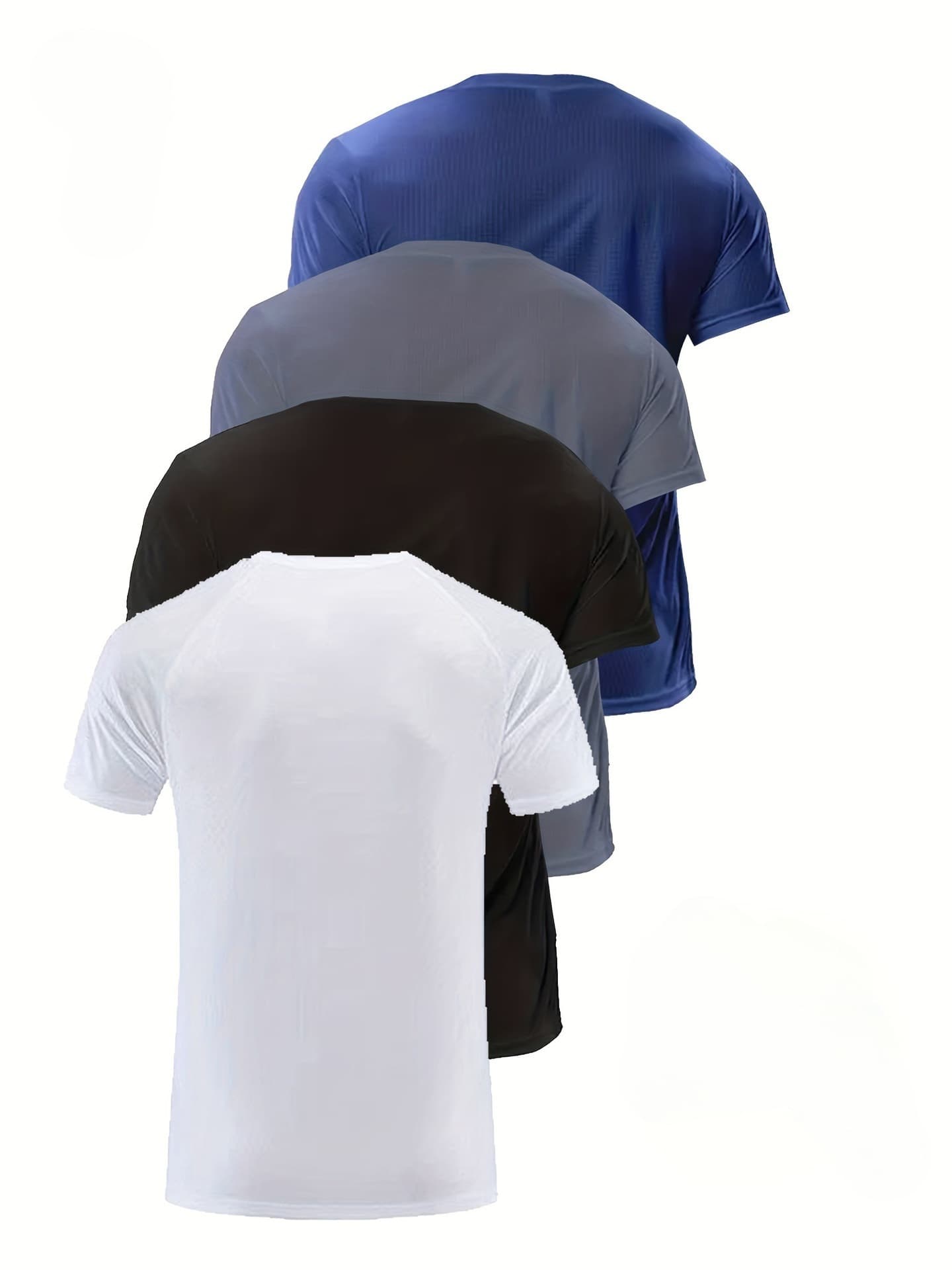 4-Pack of Mixed Color Men's Crew Neck T-Shirts - Quick-Drying, Breathable, Sweat-Wicking Shirts, Suitable for Fitness, Gym, and Running