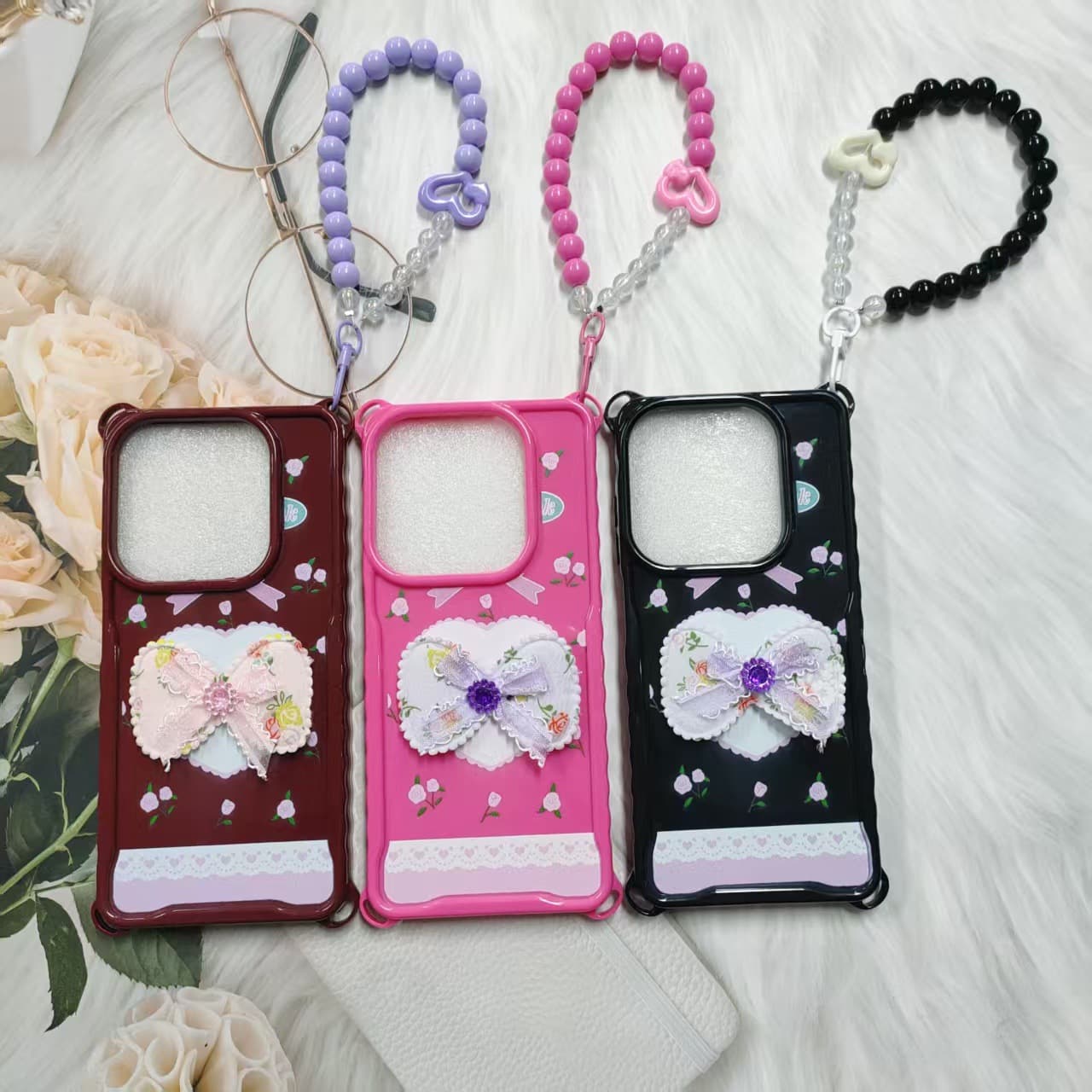 New Export Style Compatible with ZTE A35 A36 Jelly Heart Colorful Painted Bracelet Anti-Drop Phone Case