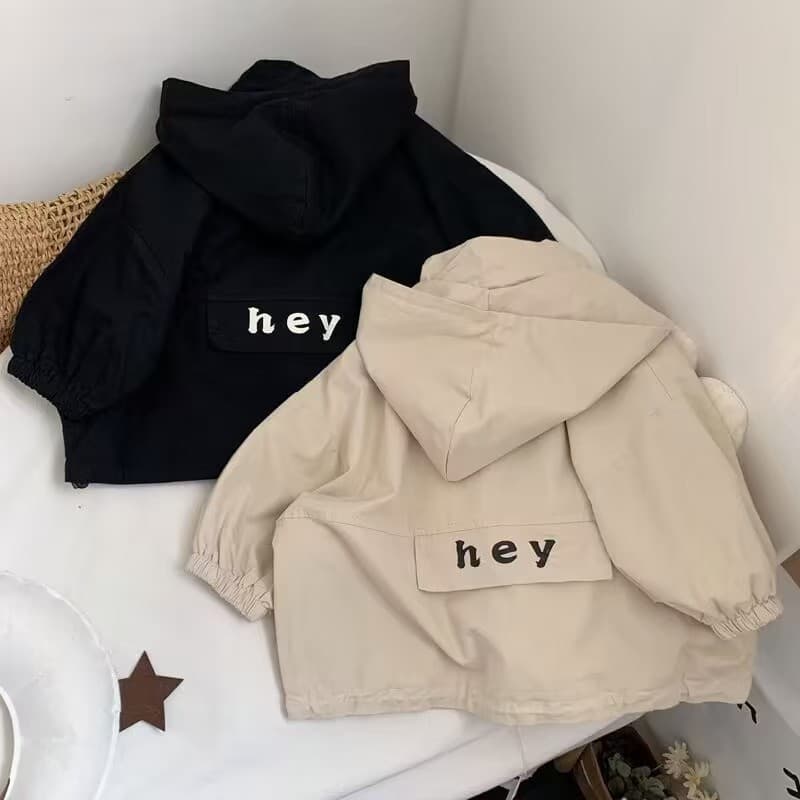 Korean Style High-Quality Kids Letter Print Hooded Windbreaker Jacket for Boys and Girls, Spring and Autumn Fashion
