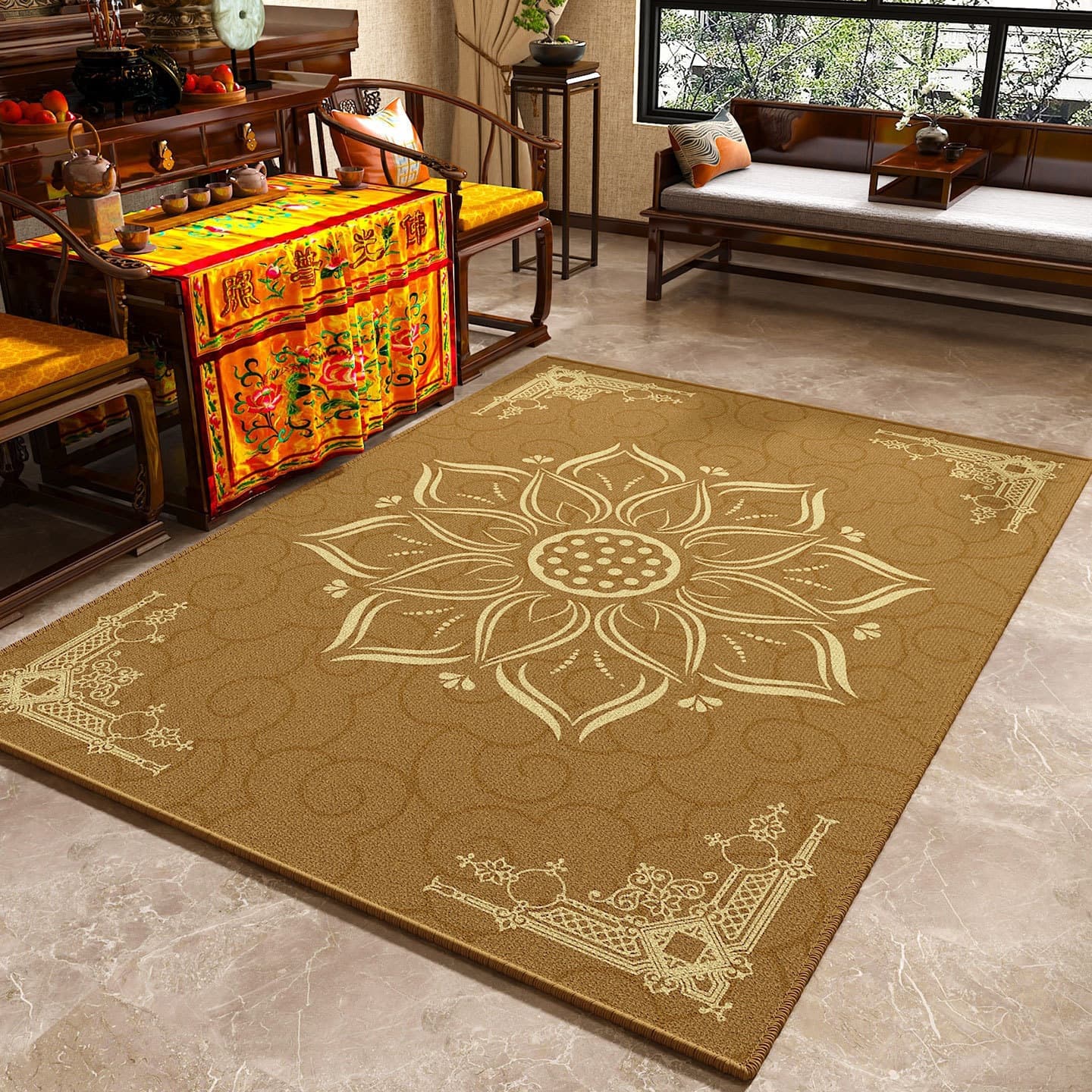 Carpet living room stain-resistant lotus cloth base loop pile carpet lobby lotus prayer kneeling mat home carpet