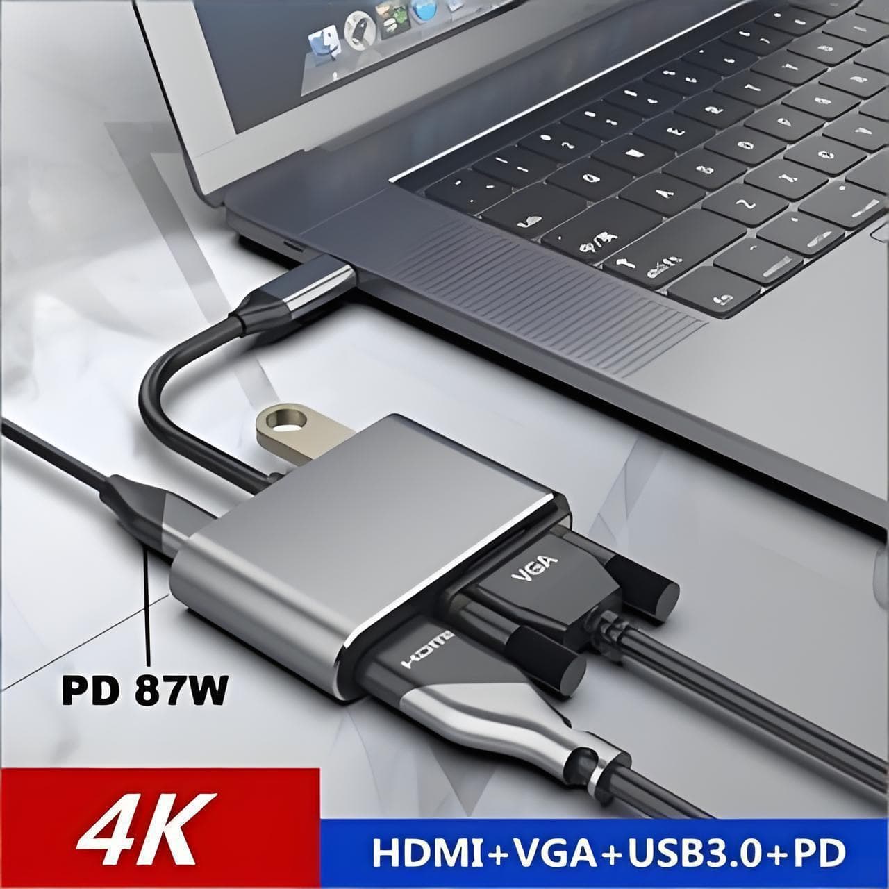 Type-C to HDMI VGA Adapter Multi-Function Converter Laptop Dock Video Audio Conversion Fast Charging