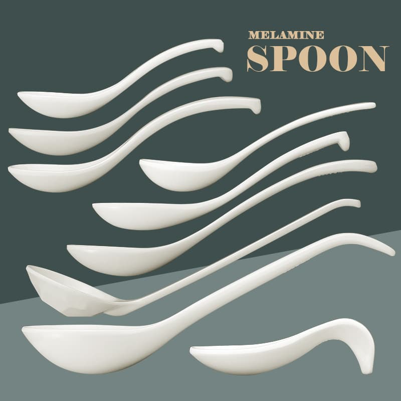 Melamine white spoons, creative plastic restaurant-specific small spoons, large soup spoons, and commercial ladles
