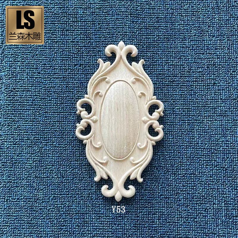Dongyang Wood Carving Solid Wood Carved Door Panel Round and Oval Decorative Cabinet Door European Style Applique Floral Carving