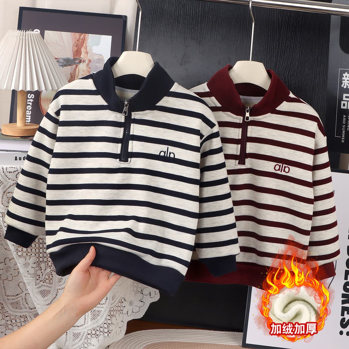 2025 New Autumn/Winter Stylish Boys and Girls Thickened One-Piece Fleece Top Kids Hoodie