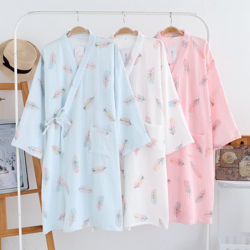 Women's New Cotton Kimono Robe, Cotton Gauze Sleepwear, Plus Size Loose Bathrobe, Support Drop Shipping