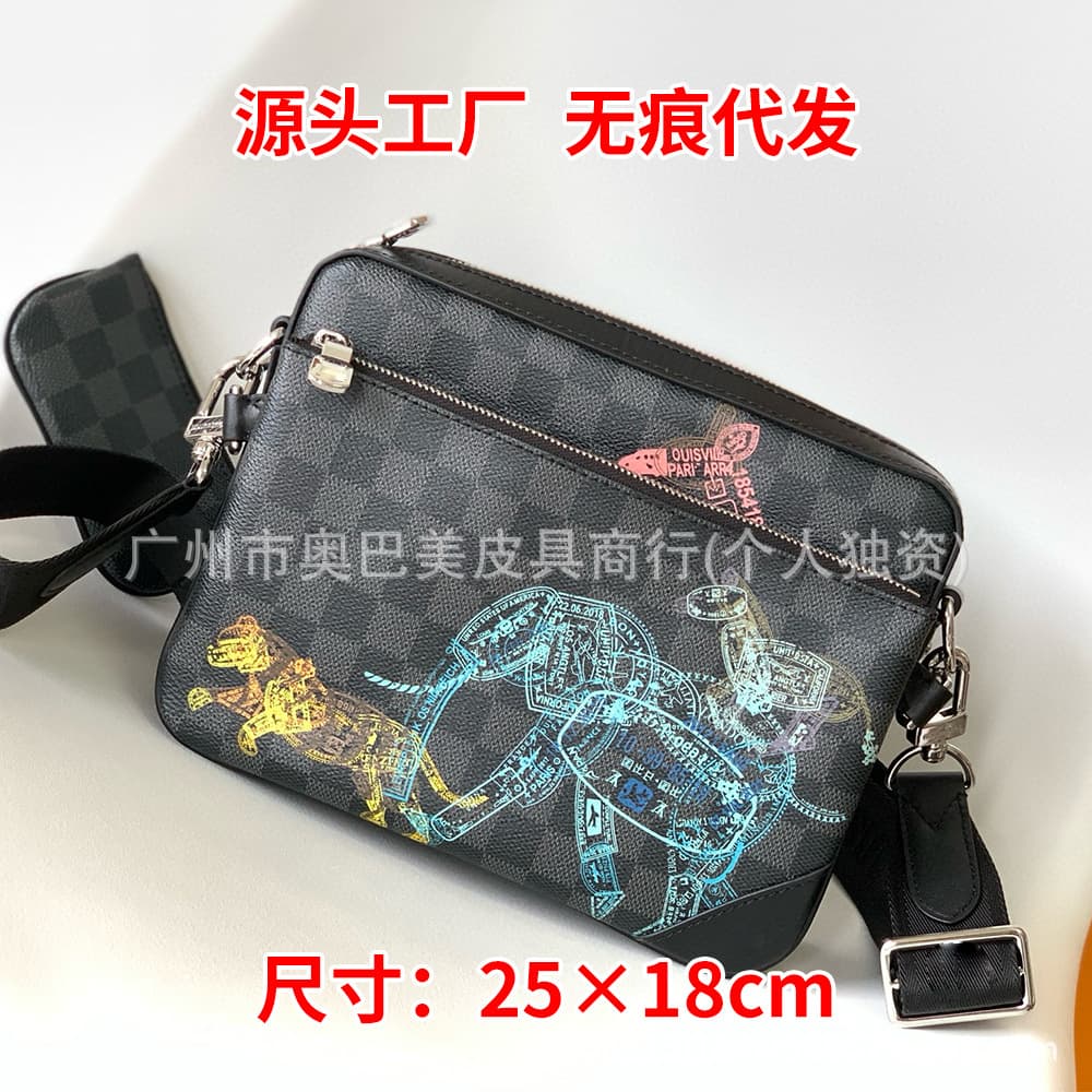 New Men's Black Warrior 3-in-1 Bag Fashionable Shoulder Bag Versatile Crossbody Bag Classic Stylish Sling Bag for Men