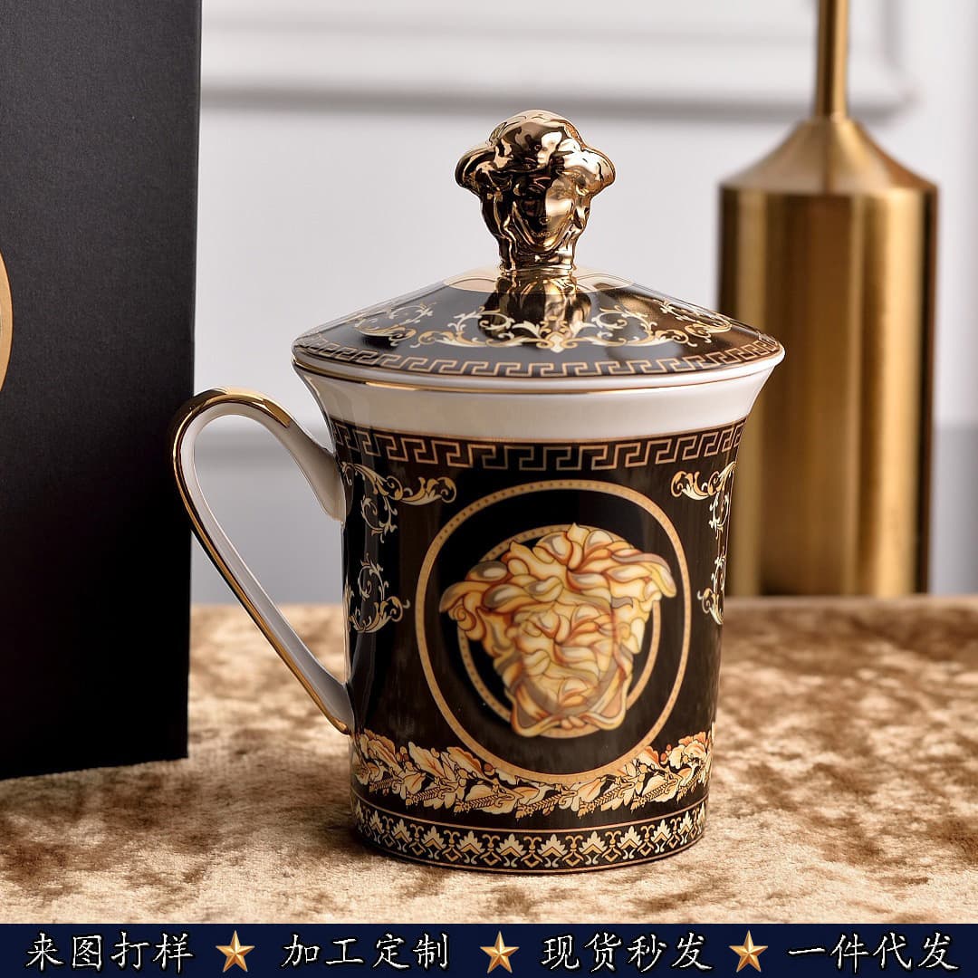 European bone china mug with head cover gift box set for home bestie afternoon tea cup office cover cup gift batch