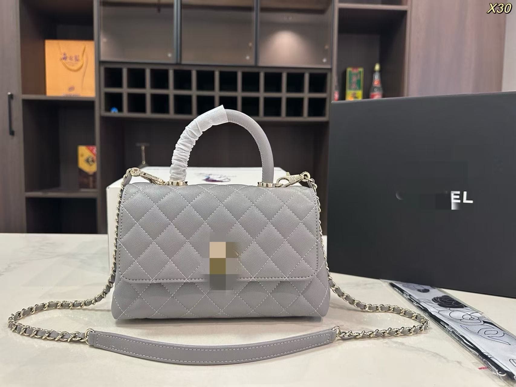 2025 New COCO Handel Genuine Leather Caviar Shoulder Crossbody Handbag Top Handle Chain Women's Bag