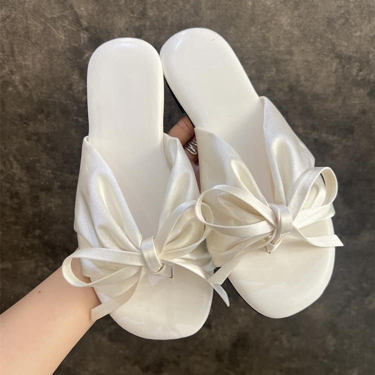 Casual Elegant Sandals 2025 Women's New Soft Sole Butterfly Bow Flat Beach Open Toe Sandals
