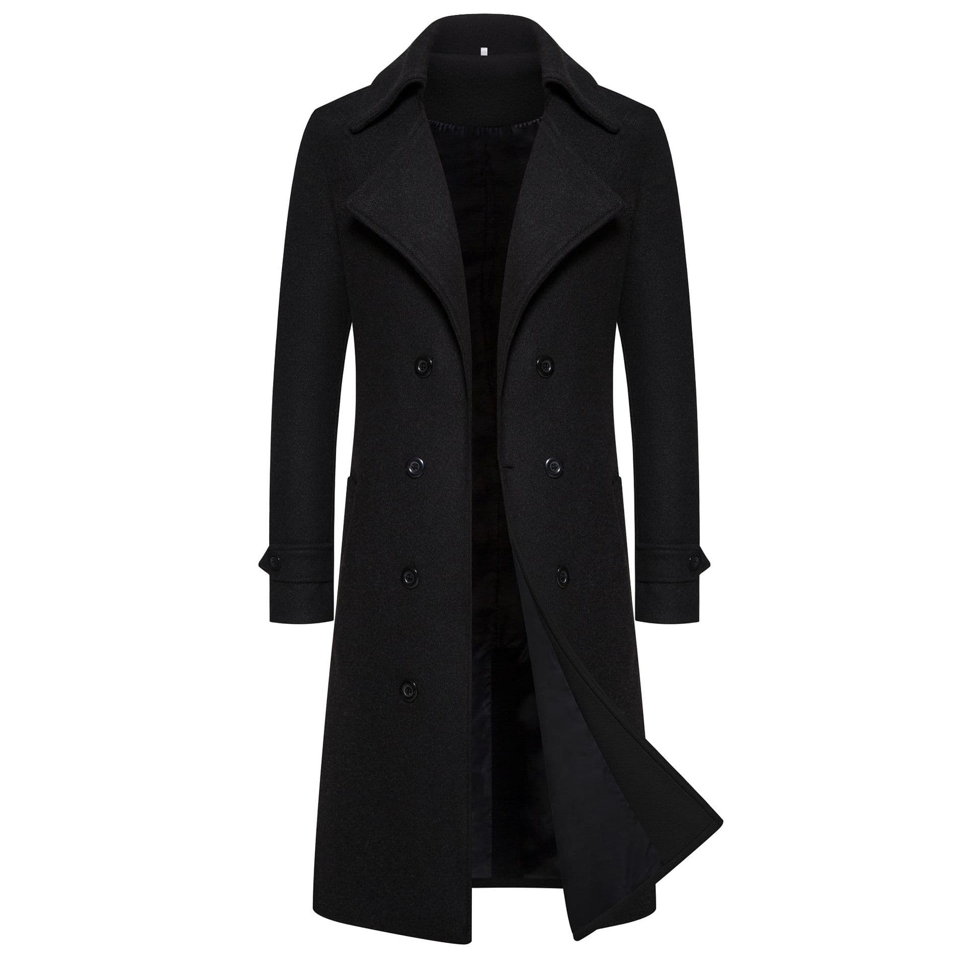 [M-5XL] Cross-border 2024 autumn and winter long double-breasted windbreaker men's woolen coat slim woolen coat for men