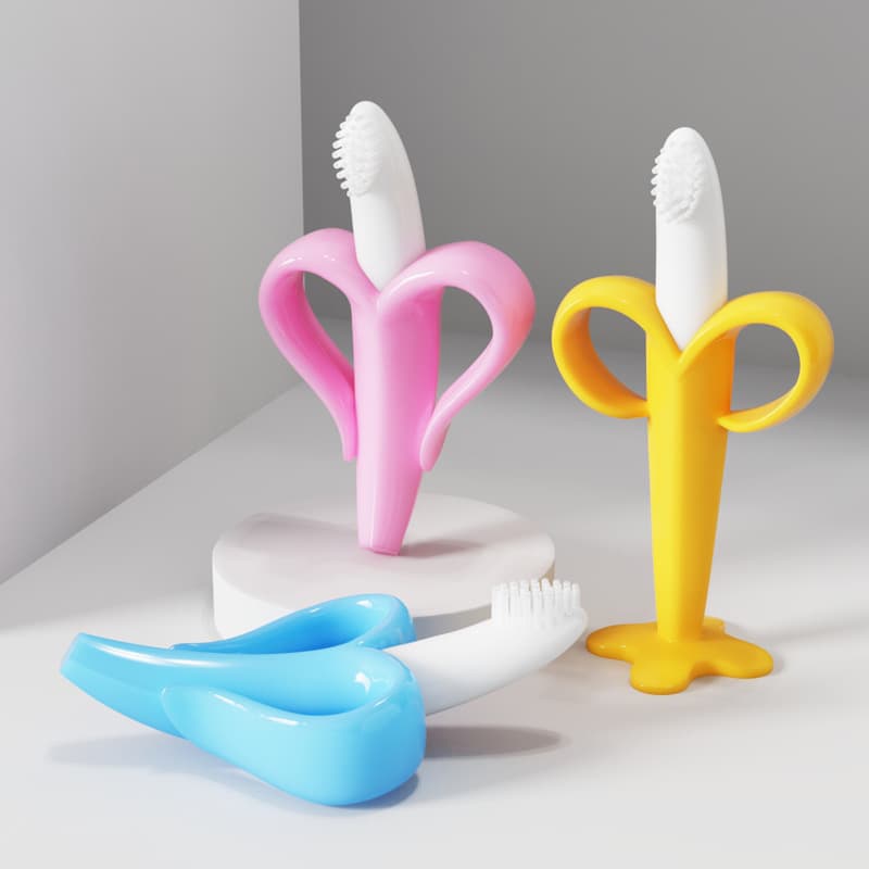 Baby Teething Stick Food Grade Silicone Banana Flavor for Teething Relief Comfortable Chewy Gel Ideal for 6 Months And above