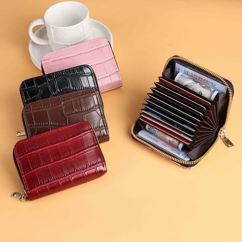 Women's Wallet Large Capacity Multi-Card Slot Anti-Magnetic Anti-Theft Dual-Purpose PU Leather Retro Style Daily Accessory