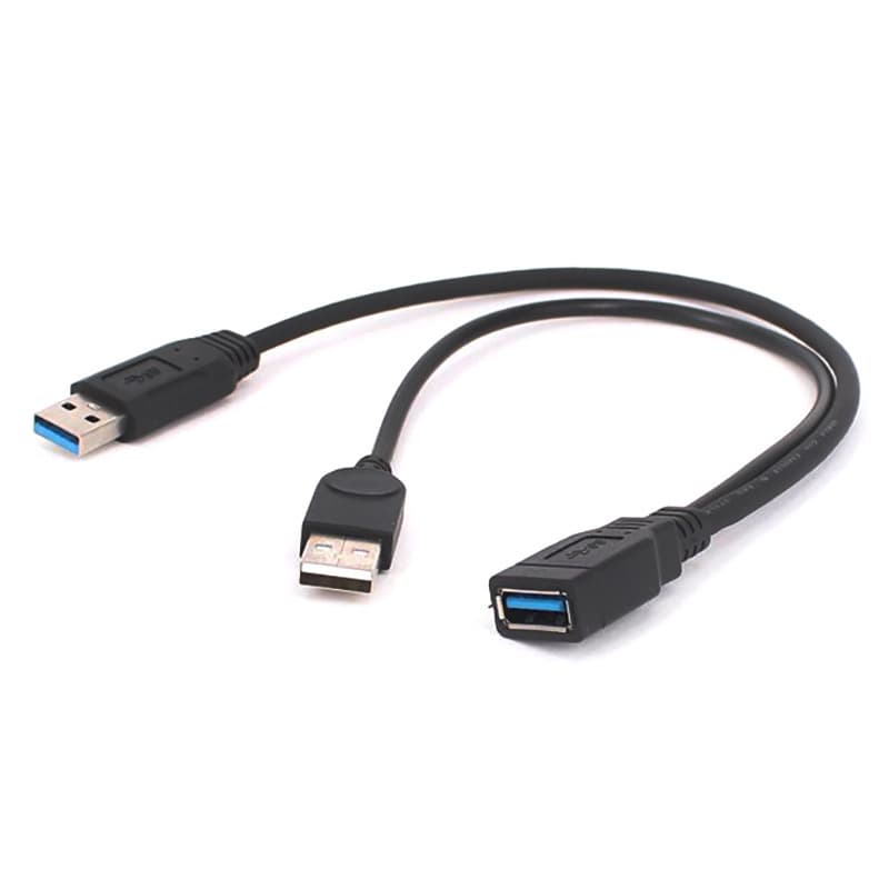 USB 3.0 female to male extension cable, USB 3.0 male to A female, enhanced power supply for external devices and portable hard drives.