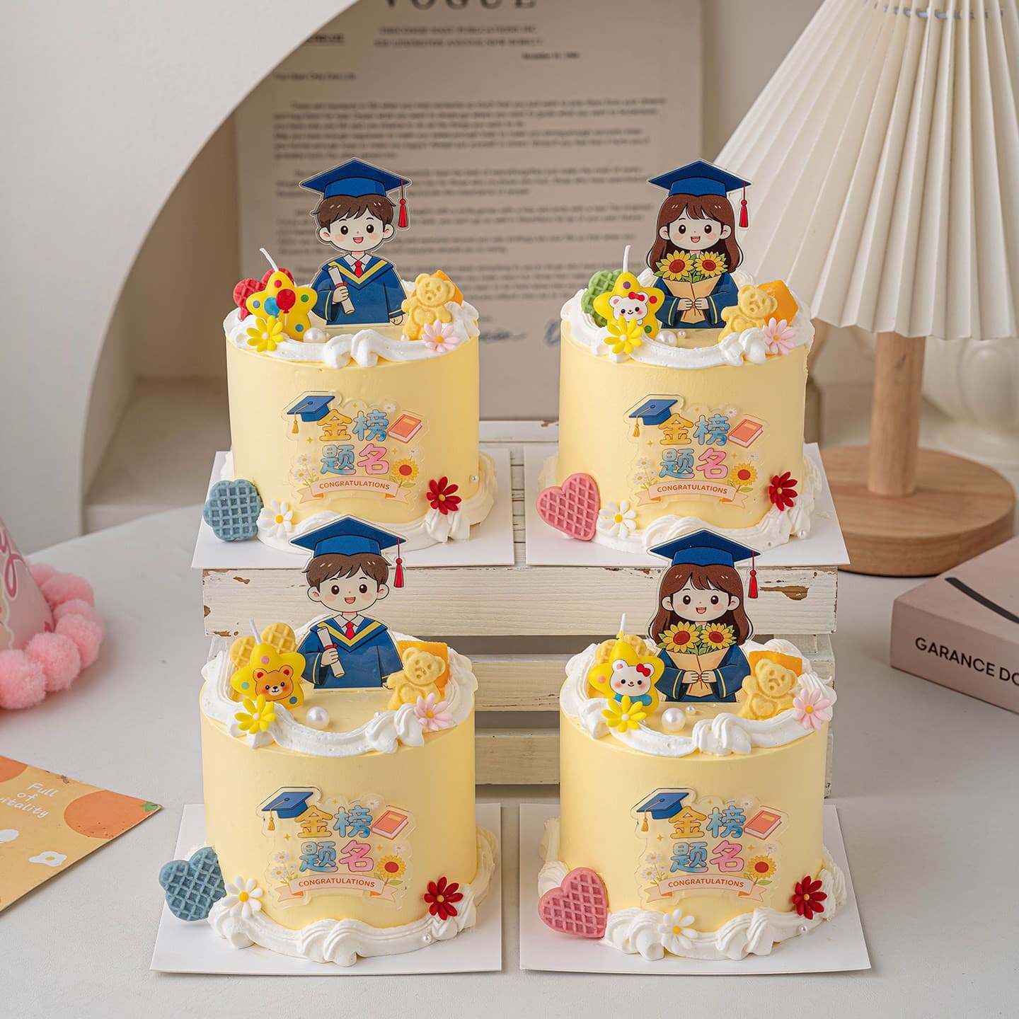 Graduation Season Mortarboard Boy Girl Cake Decoration Acrylic Insert Card Gold Medal List Graduation Happiness Insert