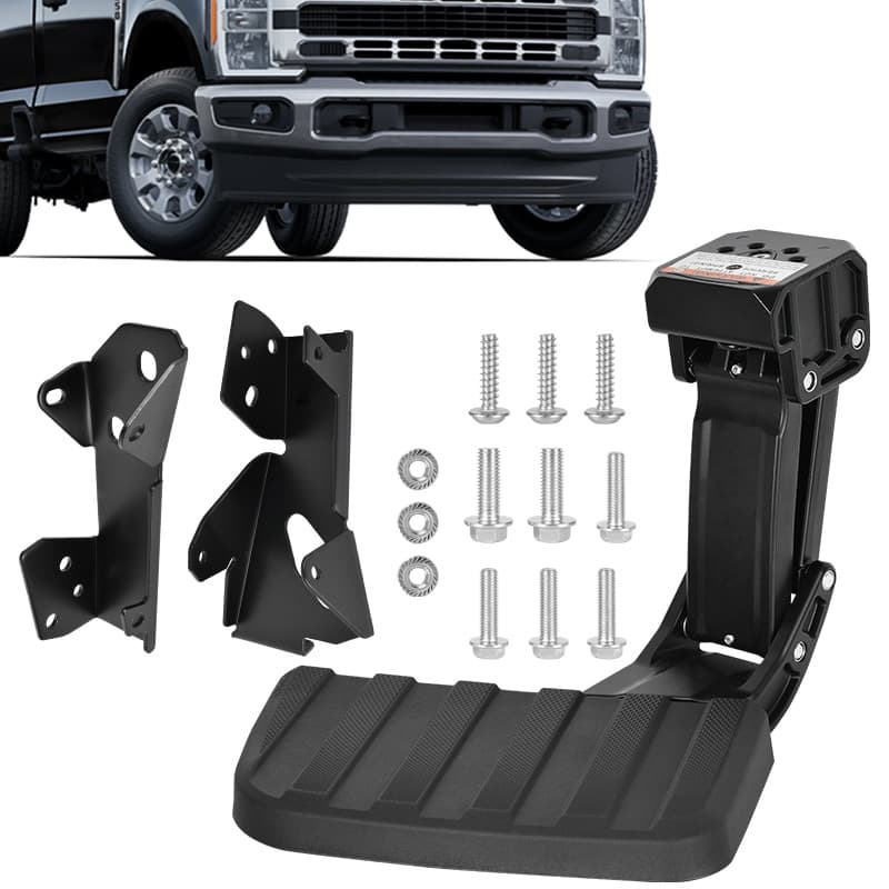 Compatible with 2023-2025 Ford F-250 F-350 Retractable Tailgate Step Rear Bumper Aluminum