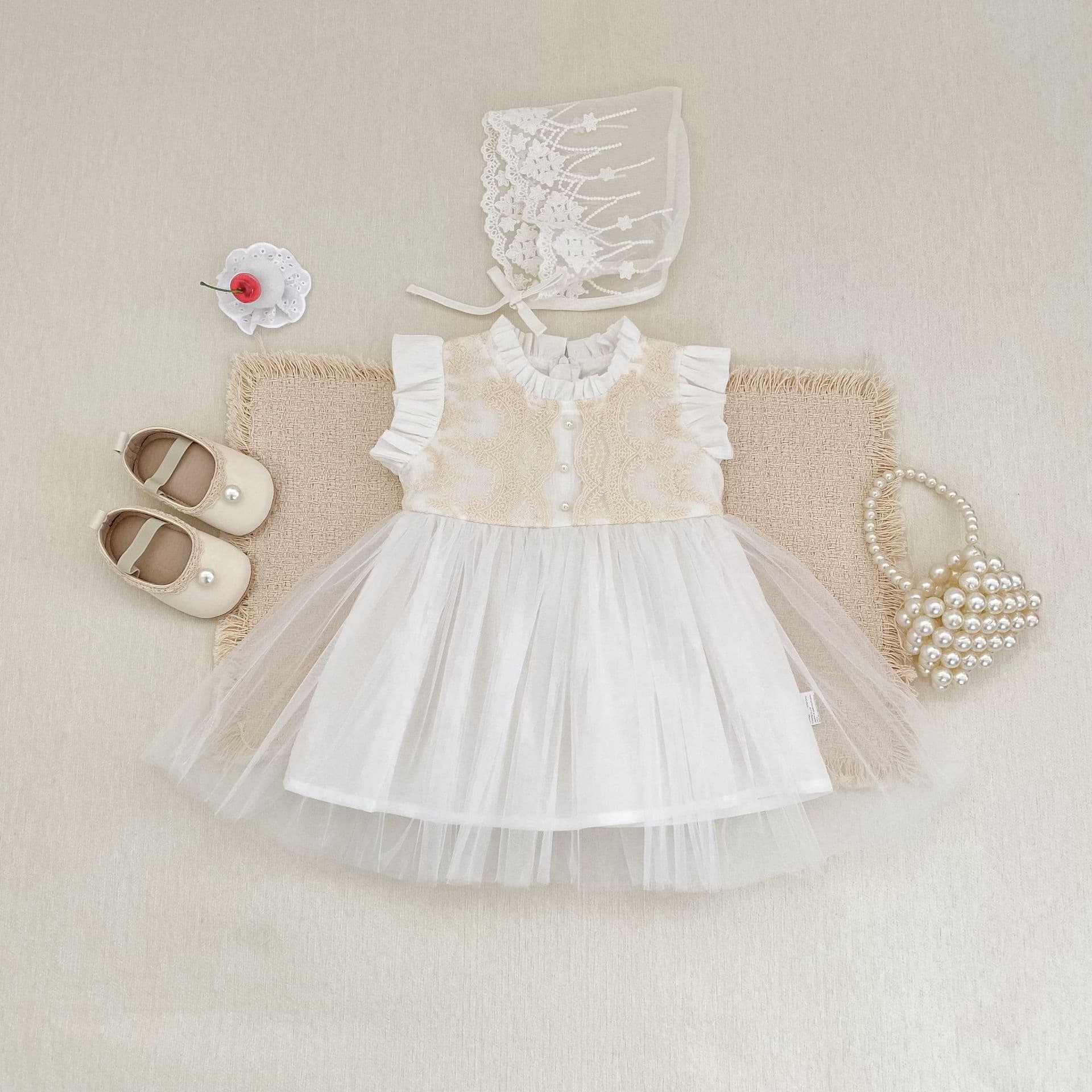 Baby dress 2026 summer pure cotton gauze skirt flying sleeves baby girl full moon party one-year-old dress mesh skirt