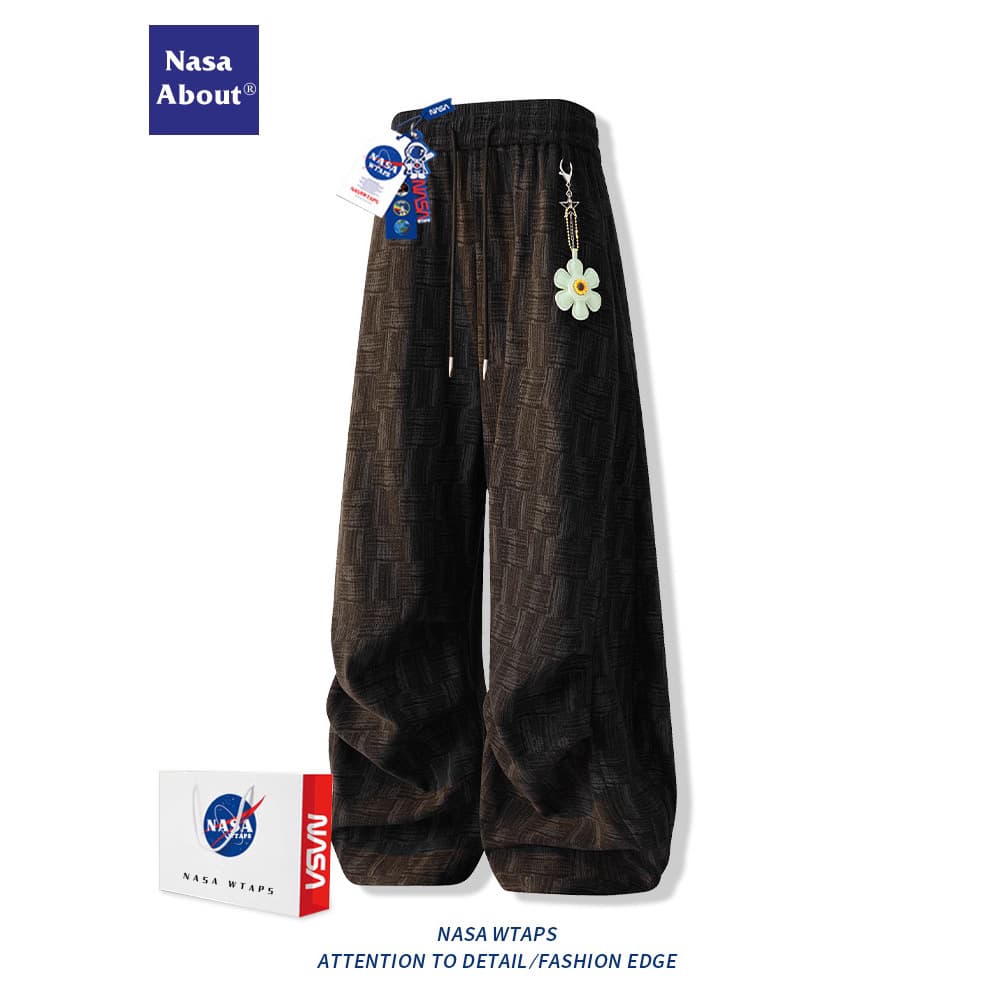 NASA casual pants men's 2026 spring and autumn trendy tie-dye woven textured trousers high-end men's trousers