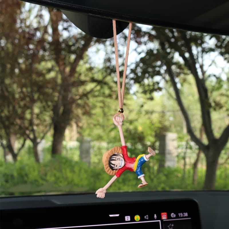 Cross-Border One Piece Car Pendant Rearview Mirror Straw Hat Luffy Ornament One Piece Decorative Figurine Gift