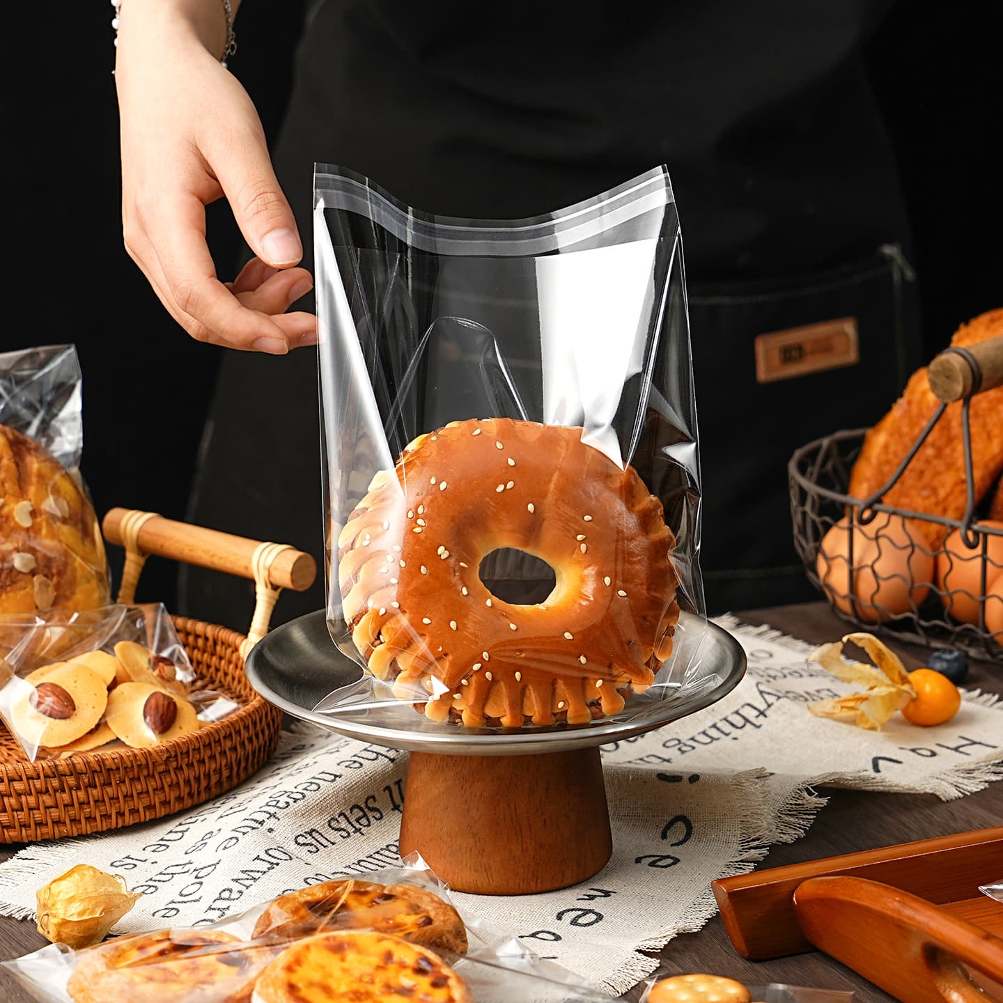 Toast Bread Packaging Bags, Bagel Cookie Self-Sealing Bags, Donut Clear Self-Adhesive Food Takeout Disposable Baking Bags