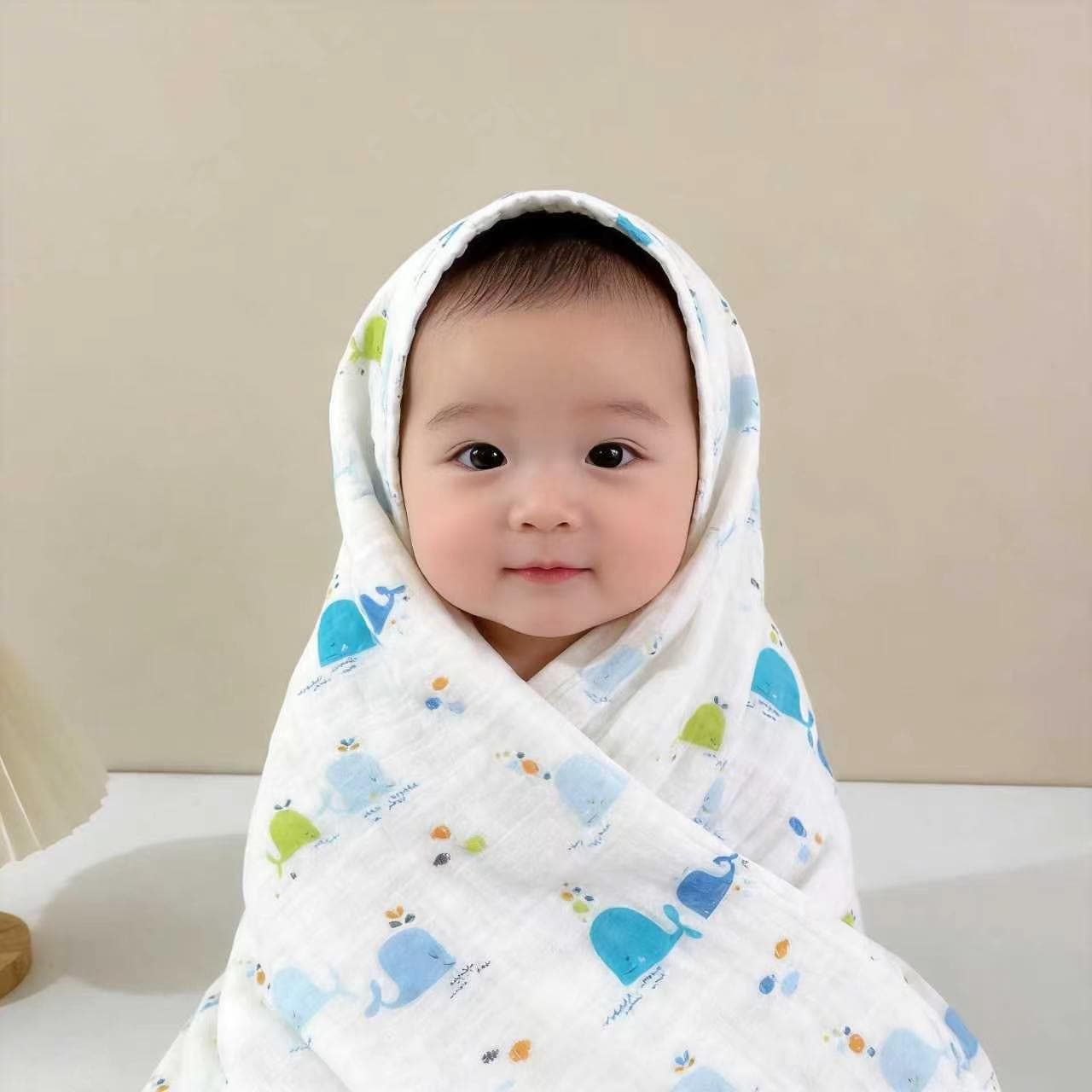Baby double-layer pure cotton type A gauze wrap single to prevent jumps Newborn baby wrap single hug quilt delivery room swaddling wrap