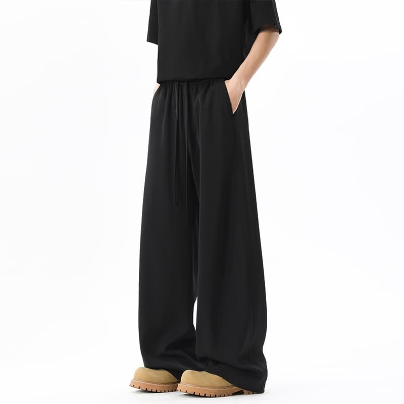 Morgan silk black wide-leg scimitar trousers for men and women spring and autumn cleanfi trousers American style straight-leg bootcut trousers
