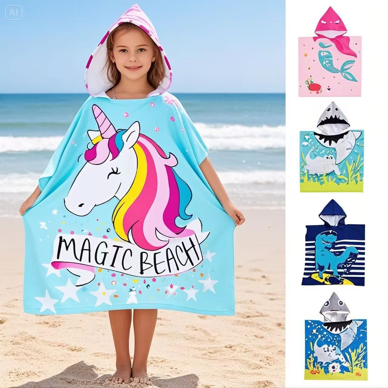 Cross-Border Amazon Wholesale Children's Cape Bath Towel Absorbent Antibacterial Quick-Drying Wearable Hooded Bathrobe for Bathroom Bathing