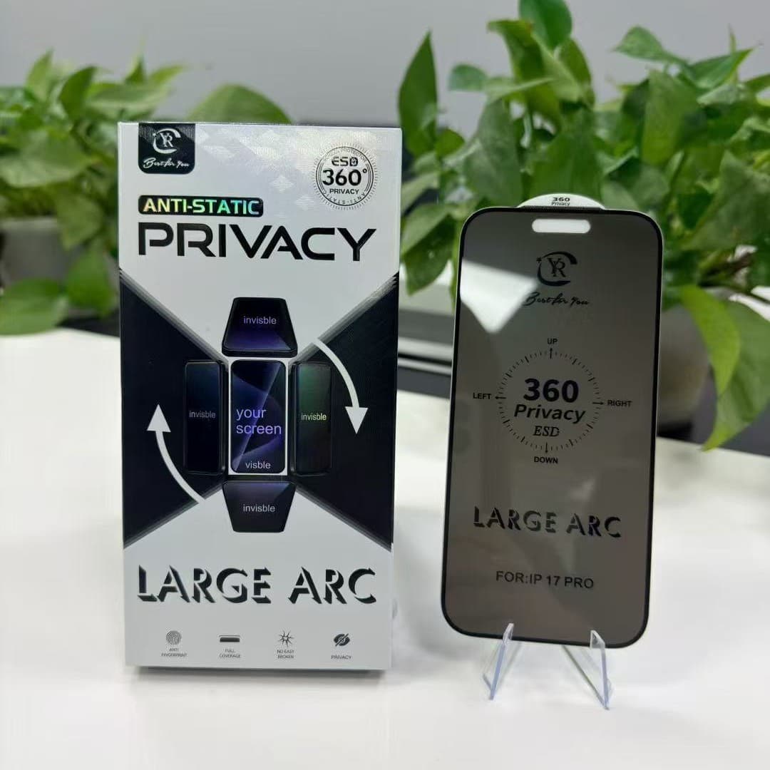 360-degree Privacy Tempered Glass Screen Protector with Dust Net for iPhone 17 Pro Max, iPhone 16/15 Anti-Spy Screen Protector
