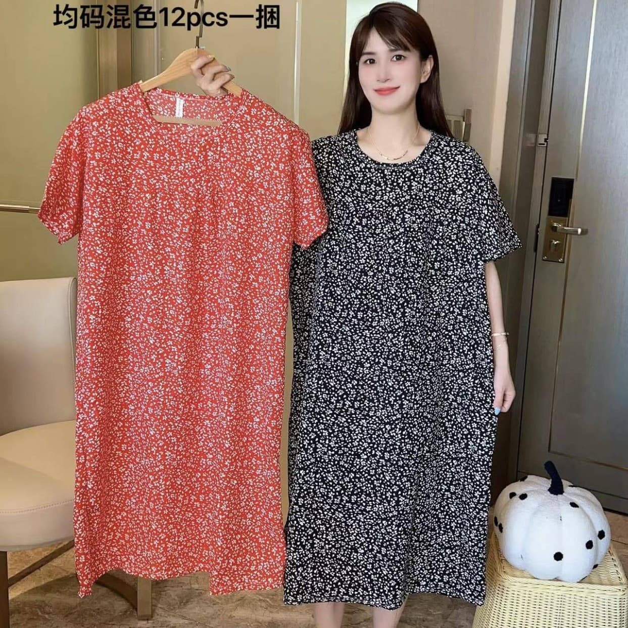Pajamas Export Plus-Size New Summer Thin Loose Wear-Out Cotton Floral Large Nightgown One-Piece