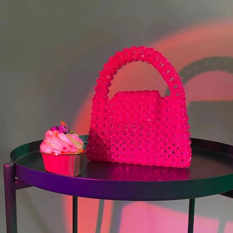 Handmade Beaded Clutch Bag Women's Summer High Value DIY Multi-Color Facet Design Handbag Fashionable Portable Handbag