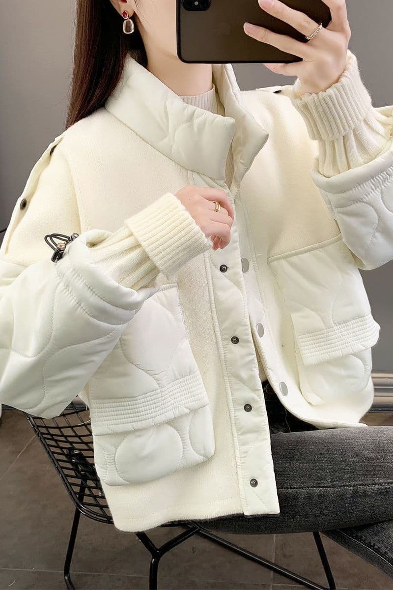 Plus Size Fat Design Sense Cotton Jacket Patchwork Cardigan Women Thickened Short Autumn Winter New Lazy Style Loose Jacket Trendy