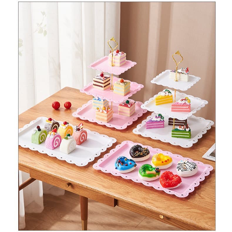 Nordic Style Three-Tier Fruit Tray, Birthday Party Snack Dessert Stand, Light Luxury Cake Display Rack