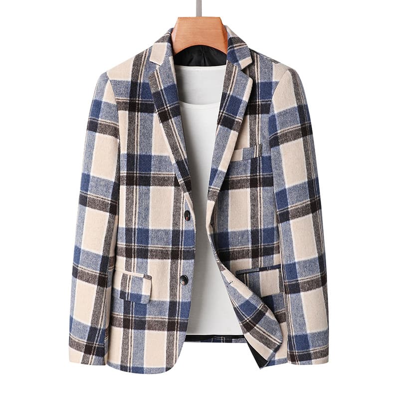 Cross-border Trade 2026 Plaid Wool Blazer Jacket Youth Korean Trendy Suit Men's Clothing Amazon Men's Wear