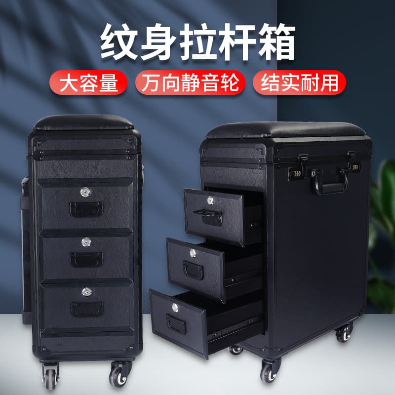 Rolling Case Professional Tattoo Artist Premium Storage Portable Large Capacity Handheld Multi-Layer Rolling Tattoo and Permanent Makeup Tool Box