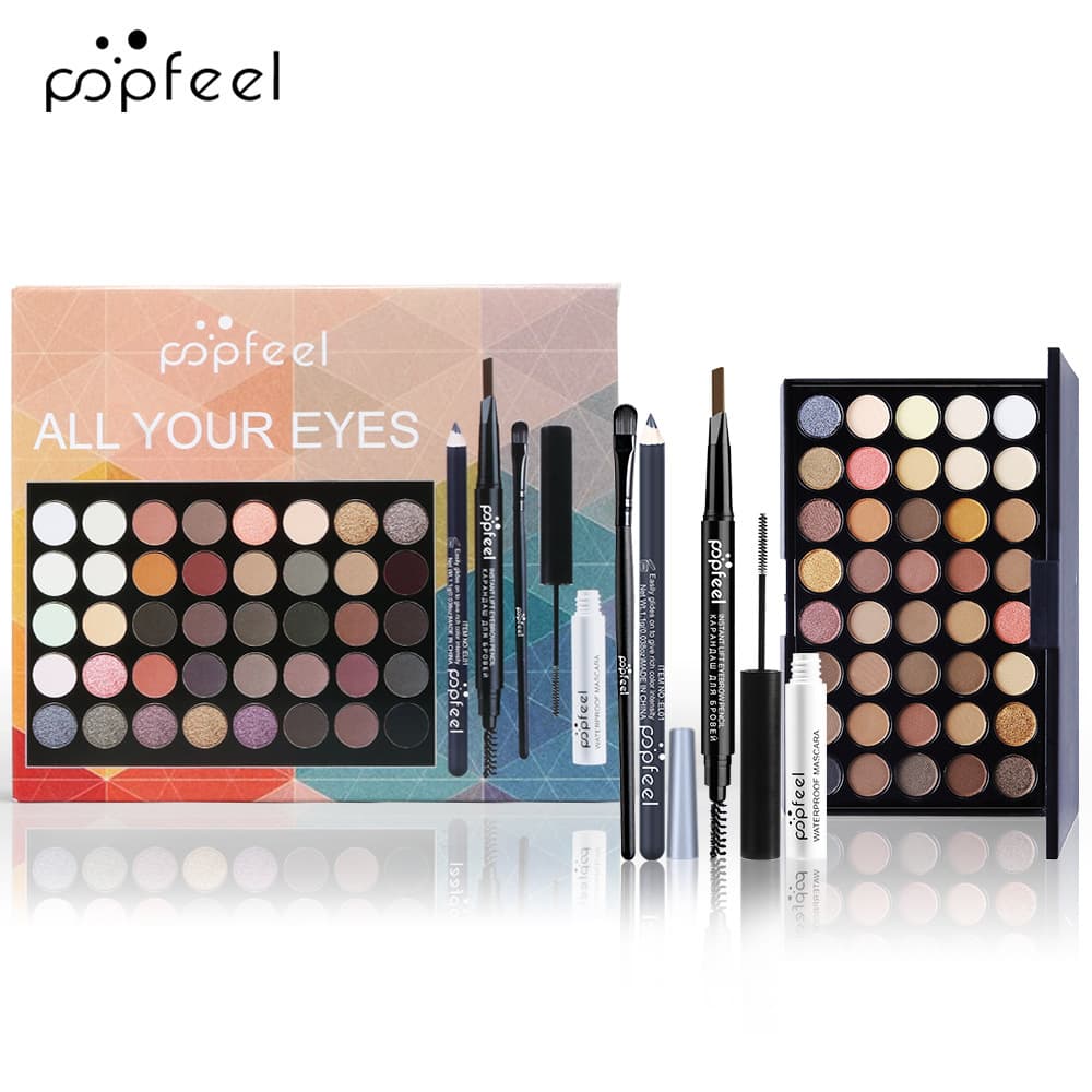 Cross-Bestseller POPFEEL Makeup 40-Color Eyeshadow Palette Eyebrow Pencil Mascara Eyeshadow Brush Eyeliner Full Set Combo Kit