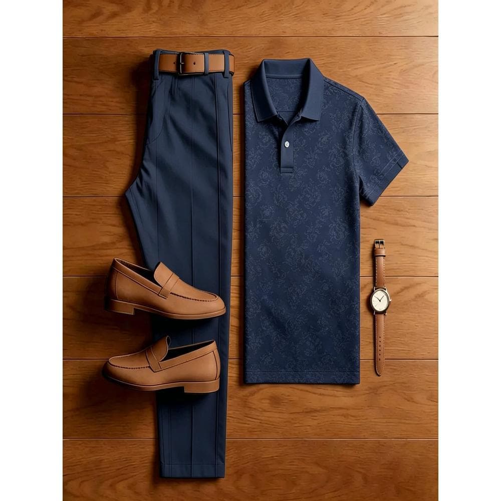 Cross-border EU/US Stock Men's 3D Digital Print Spring/Summer Trendy Checkered Outdoor Casual Polo White Button Set