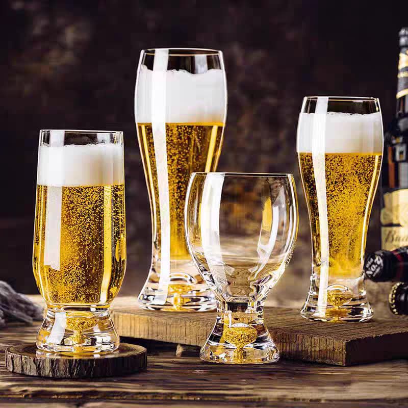 High-end craft beer Jinshan Blue Mountain gold foil beer mug set hotel commercial household large-capacity glass draft beer mug