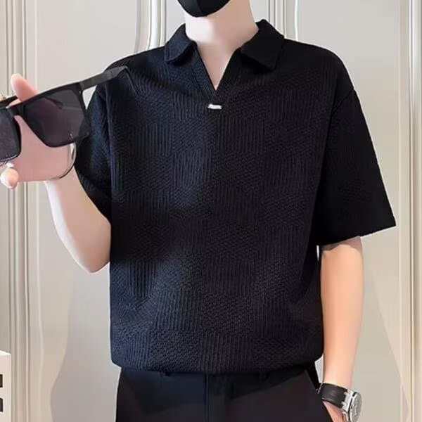 Summer new short-sleeved polo shirt, high-end, light luxury and fashionable men's short-sleeved T-shirt shirt, handsome and loose trend