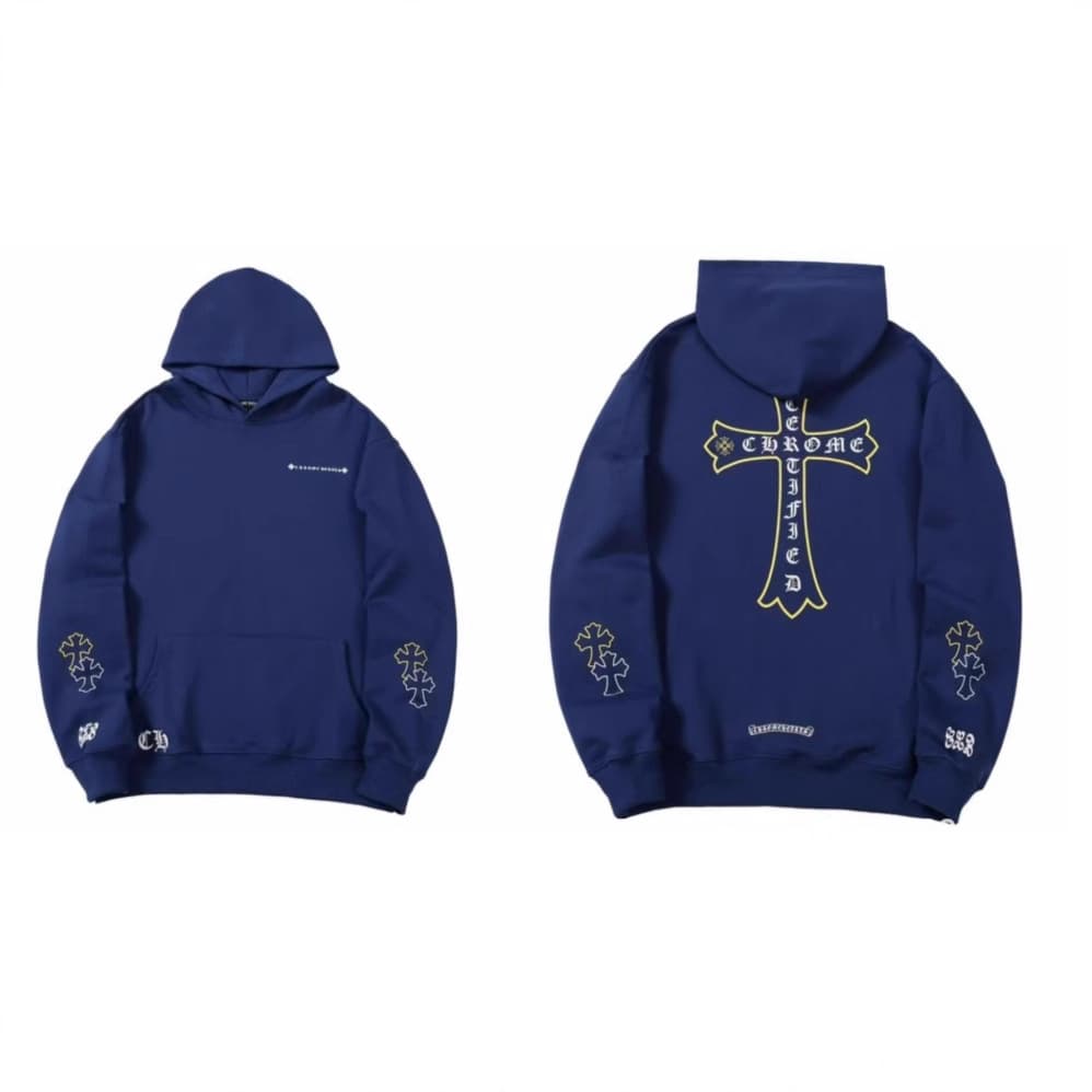 2025 Cross-Border New Chrome Heart Sweatshirt Crow Cross Hooded Sweatshirt Casual Loose Men's and Women's Zipper Hoodie