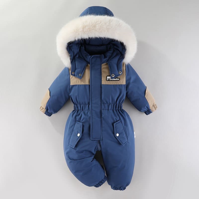 Baby Winter Romper Suit Short Sleeve Onesie Child Clothing All-Match Thickened Polyester Fiber Zipper Casual Style for Boys And Girls