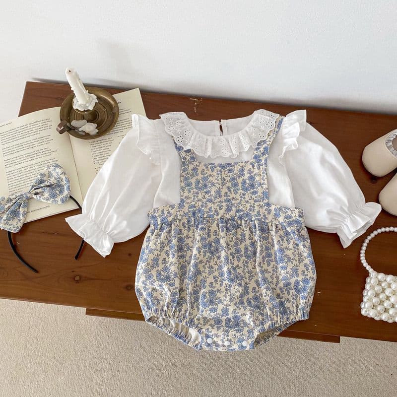 2024 Spring and Summer Baby Clothes Baby Girls Romper Clothes Floral Bag Fart Clothes Girls Korean Style Long Sleeve Sisters Clothes Spring Style