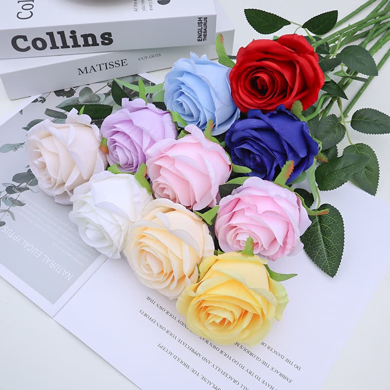 Special simulation single candy rose for flower arrangement, wedding ceiling, home living room, bedroom vase, artificial flower for flower arrangement