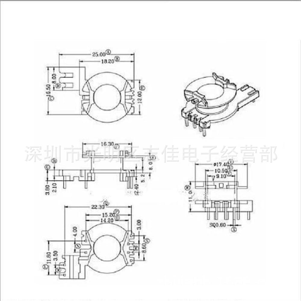 PQ2012 Transformer Borehole, PQ2012 Communication Borehole, Power Supply Borehole, Vertical 4+2+2 Pin Right