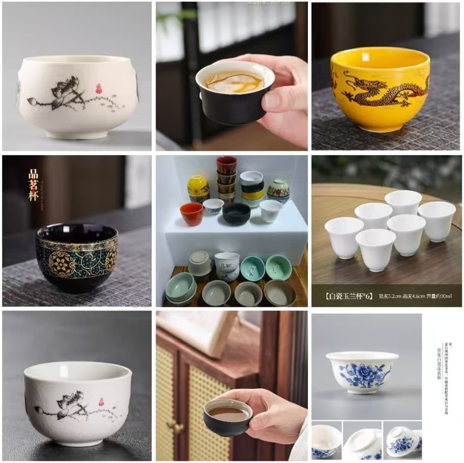 30-80ml Small Tasting Cup, Tea Cup, Wine Glass, Personal Cup for Host, Guest Cup, Coarse Ceramic, Office and Home Use