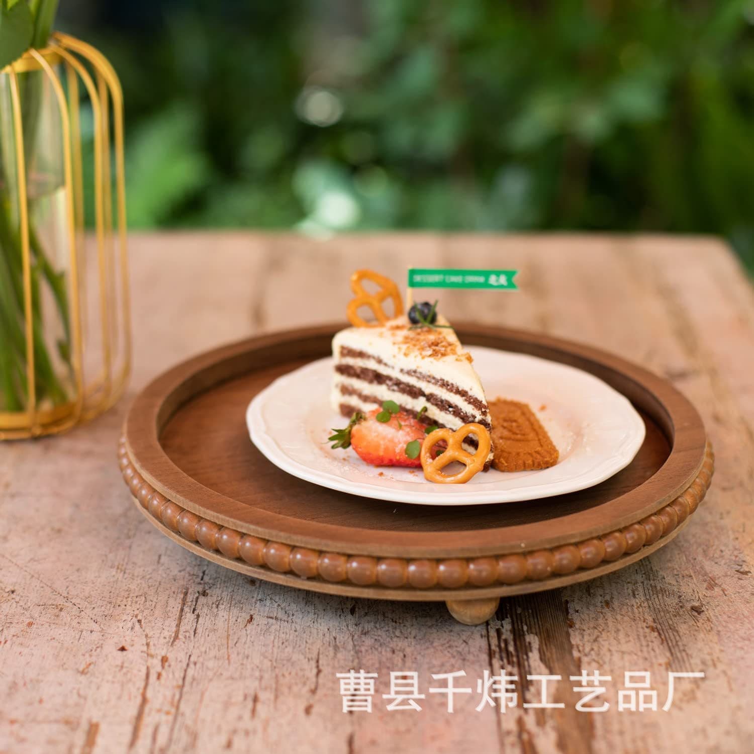 Factory Direct Wood Bead Tray Kitchen Table Decor American Country Retro Wooden Tray Beaded Plate